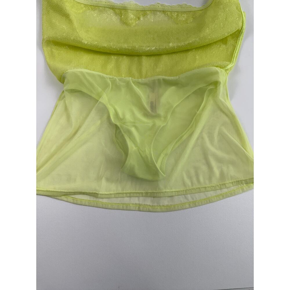 Victoria's Secret Sequin Neon Yellow Mini Skirt w/Built-in Panties Size L - Picture 4 of 8